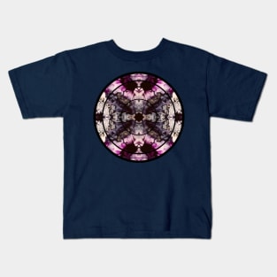 Pink/Grey Paint Pour Circle Kids T-Shirt